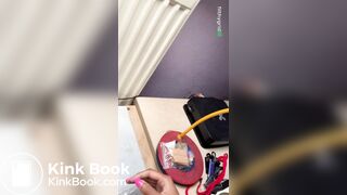 Sexy ebony poop on table