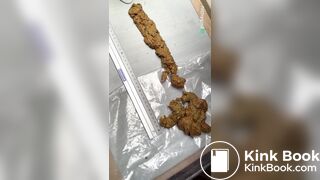 Sexy ebony poop on table