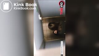 Girl pooping in public restroom - video 2
