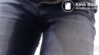 Girl jeans pooping