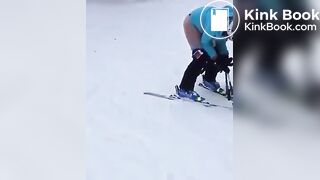 snowy poop on ski