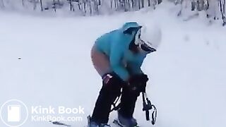 snowy poop on ski