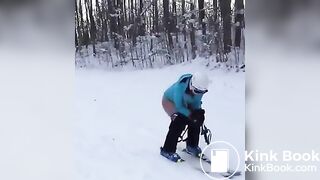 snowy poop on ski