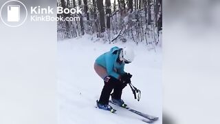 snowy poop on ski