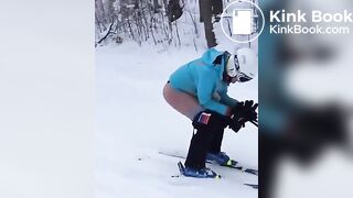 snowy poop on ski