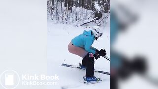 snowy poop on ski