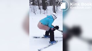 snowy poop on ski