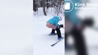 snowy poop on ski