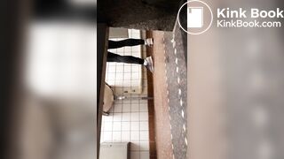 Girl pooping in public toilet - video 5