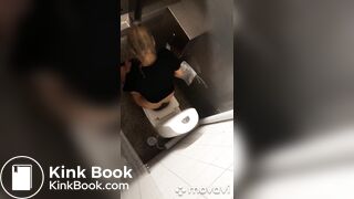 Girl pooping in public restroom