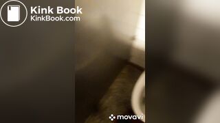 Girl pooping in public restroom