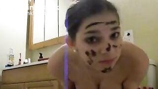 Hot teen swallows her shit