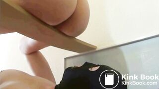 Blonde girl pooping on boyfriends face