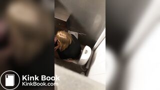 Cute girl shitting in public restroom