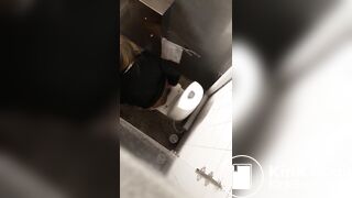 Cute girl shitting in public restroom