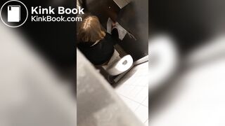 Cute girl shitting in public restroom