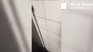 Cute girl shitting in public restroom