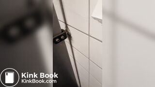 Cute girl shitting in public restroom