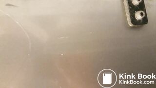 Spy on woman with diarrhea in public bathroom