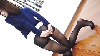 with black stockings