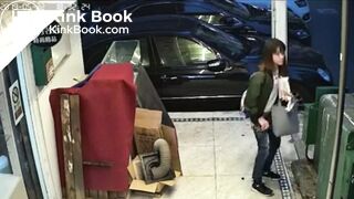 Cute Taiwanese Girl Caught Shitting on Sidewalk while Eating Ice cream