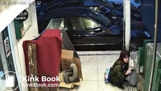 Cute Taiwanese Girl Caught Shitting on Sidewalk while Eating Ice cream