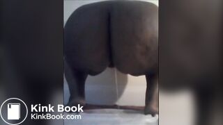 Fat girl shitting diarrhea on a cellophane