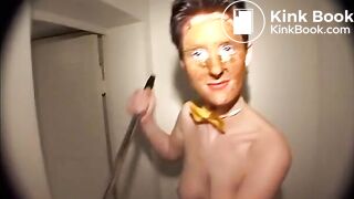 cleaning the house with shit on her face