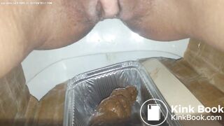 Huge turd into plastic container