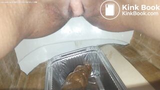 Huge turd into plastic container