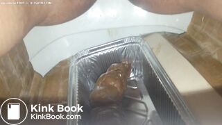 Huge turd into plastic container
