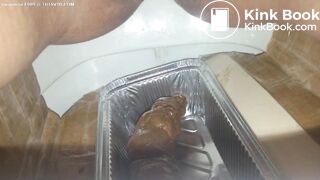Huge turd into plastic container