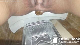 Huge turd into plastic container