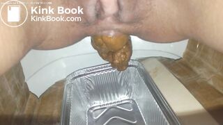 Huge turd into plastic container