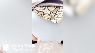 Shitting in panty in public toilet