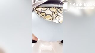 Shitting in panty in public toilet