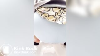 Shitting in panty in public toilet