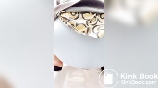 Shitting in panty in public toilet