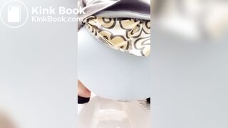 Shitting in panty in public toilet