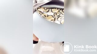 Shitting in panty in public toilet