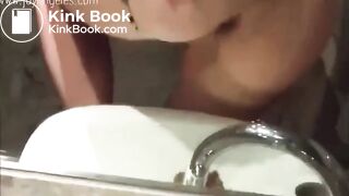 Hotel girl poops in sink