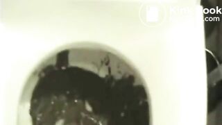 Darby has diarrhea in toilet