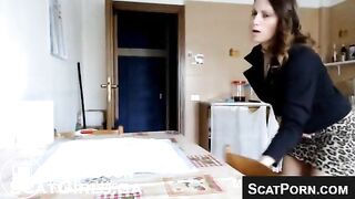 Beautiful Girl Shits Out A Big Mess And Smears It On Her Tits And Beautiful