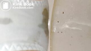 A NEW AND CLEAN JAPAN LIGHT BLUE STRIPE PANTY IS BEING POOP AND PEE - 2