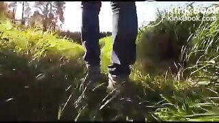 girl scat in field