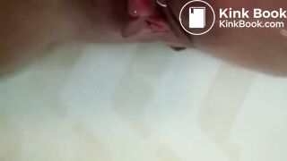 Girl shits huge turd in bathtub