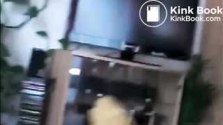 Perfect butt babe shit on her hand