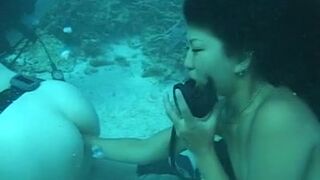Two Japanese Lesbians Pooping Under The Water