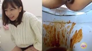Japanese girl diarrhea on toilet
