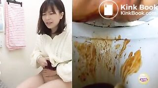Japanese girl diarrhea on toilet
